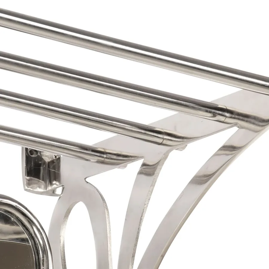 Porte-bagages avec cintres et miroir mural aluminium - 6