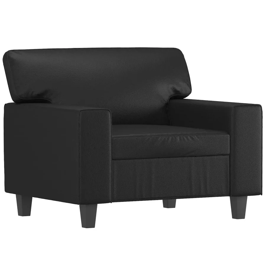 Fauteuil avec repose-pied Noir 60 cm Similicuir - 4