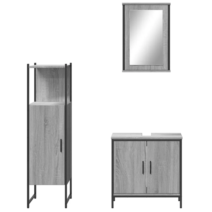 Ensemble de meubles de salle de bain 3 pcs Sonoma gris - 5