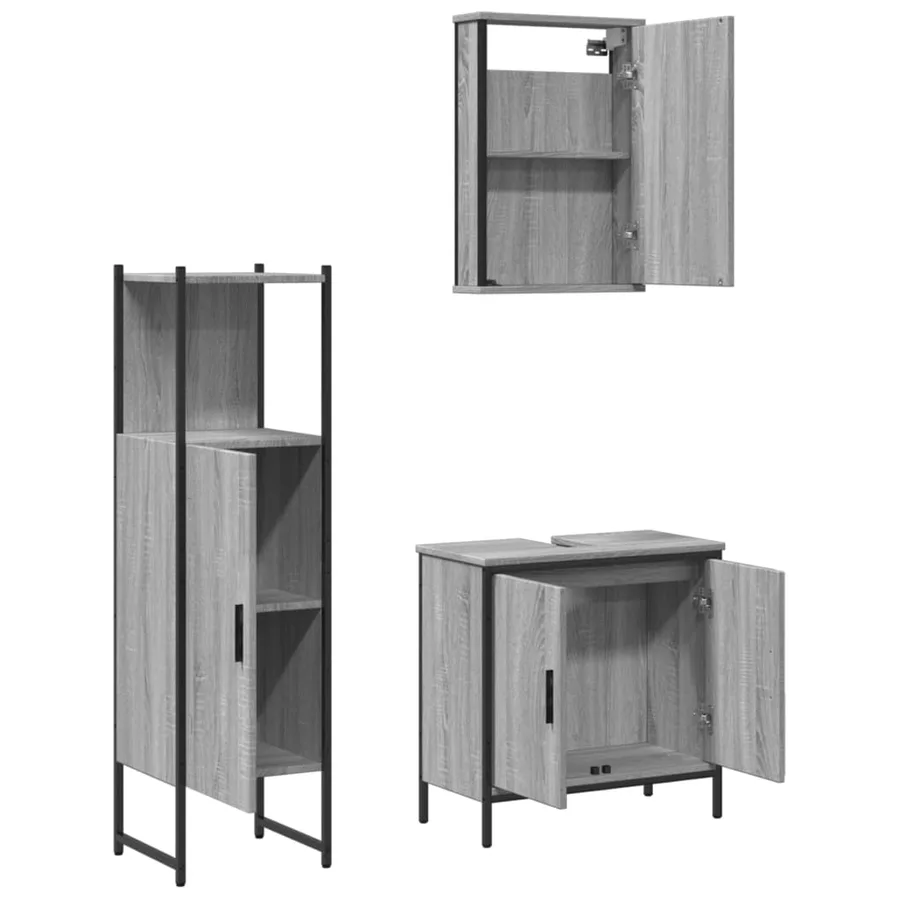 Ensemble de meubles de salle de bain 3 pcs Sonoma gris - 6