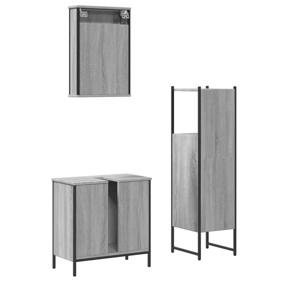 Ensemble de meubles de salle de bain 3 pcs Sonoma gris - 8