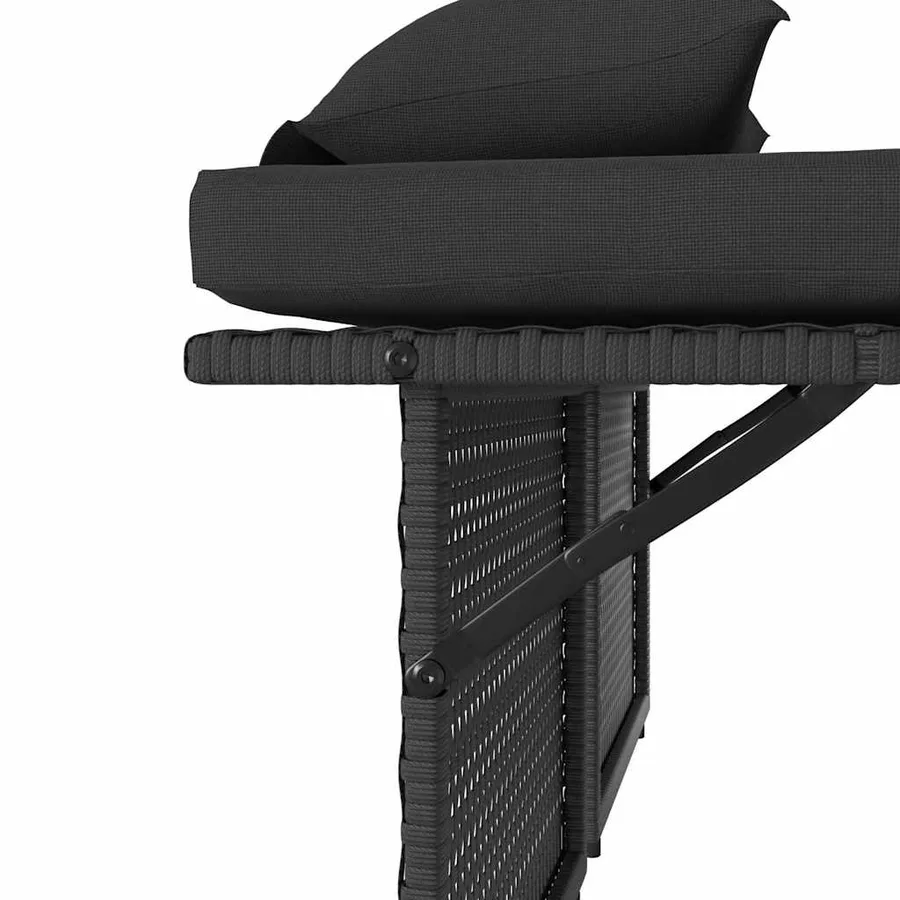 Banc inclinable de jardin avec coussins noir résine tressée - 12