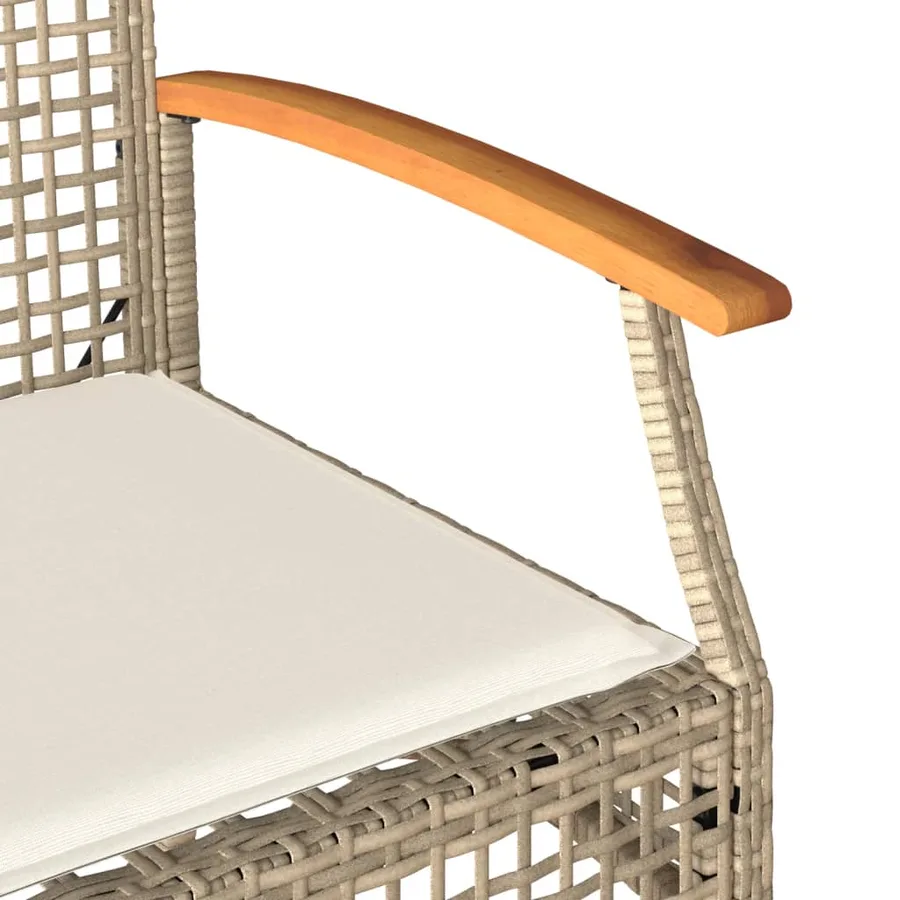 Banc de jardin avec coussin beige résine tressée et acacia - 7