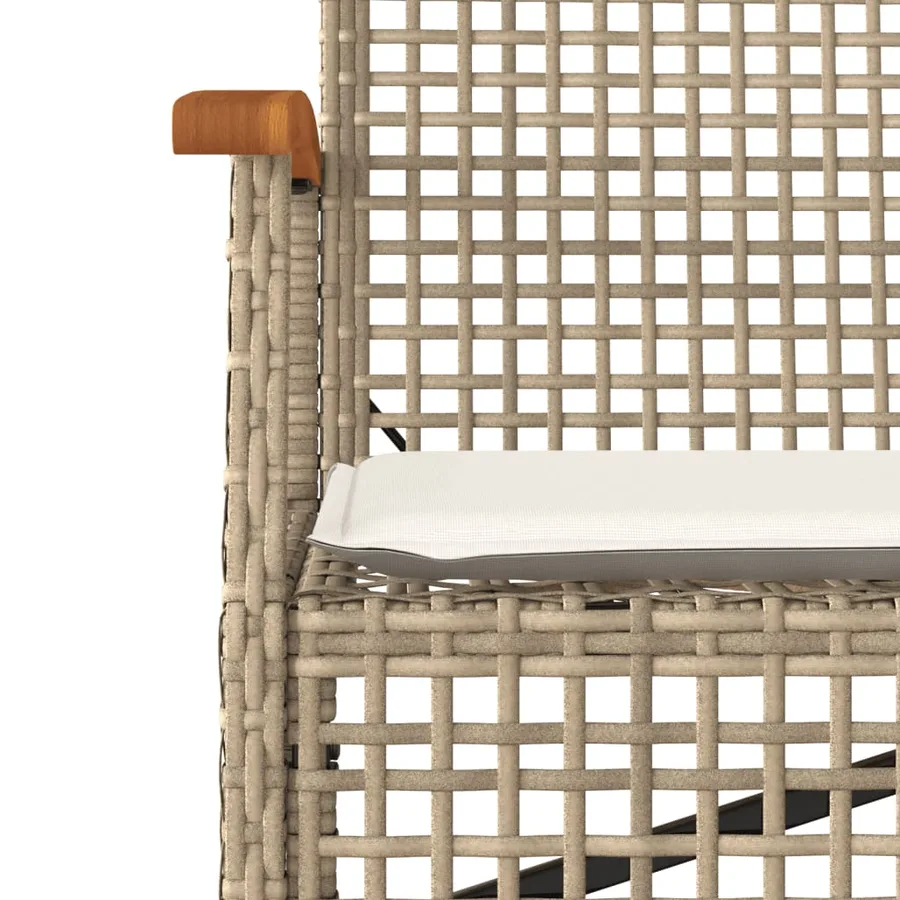 Banc de jardin avec coussin beige résine tressée et acacia - 8