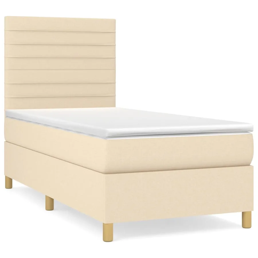 Sommier à lattes de lit avec matelas Crème 80x200 cm Tissu - 2