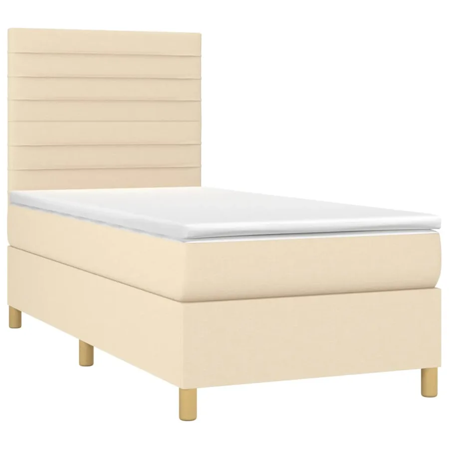 Sommier à lattes de lit avec matelas Crème 80x200 cm Tissu - 3