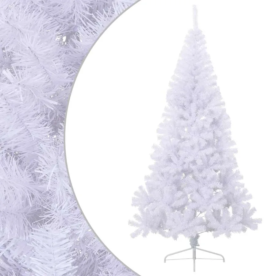 Sapin de Noël artificiel moitié avec support blanc 210 cm PVC - 2