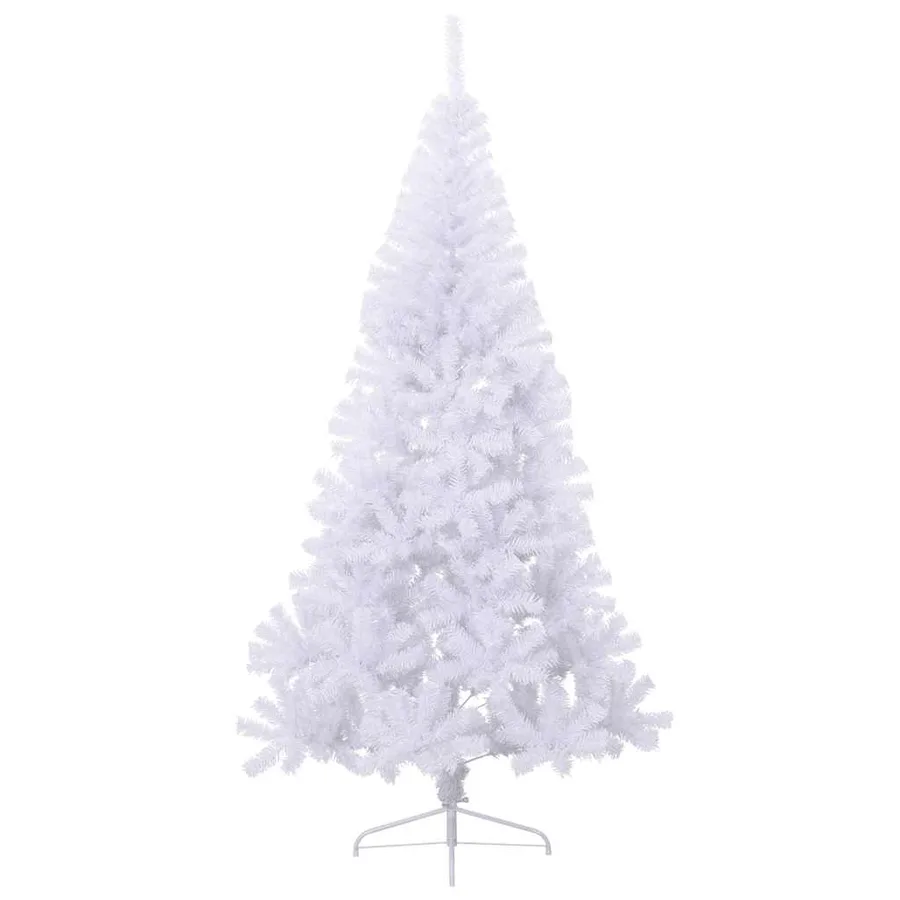 Sapin de Noël artificiel moitié avec support blanc 210 cm PVC - 3