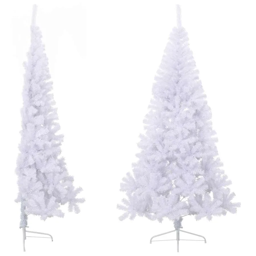 Sapin de Noël artificiel moitié avec support blanc 210 cm PVC - 4