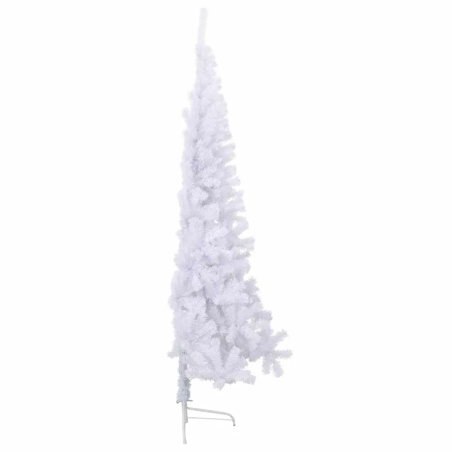 Sapin de Noël artificiel moitié avec support blanc 210 cm PVC - 5