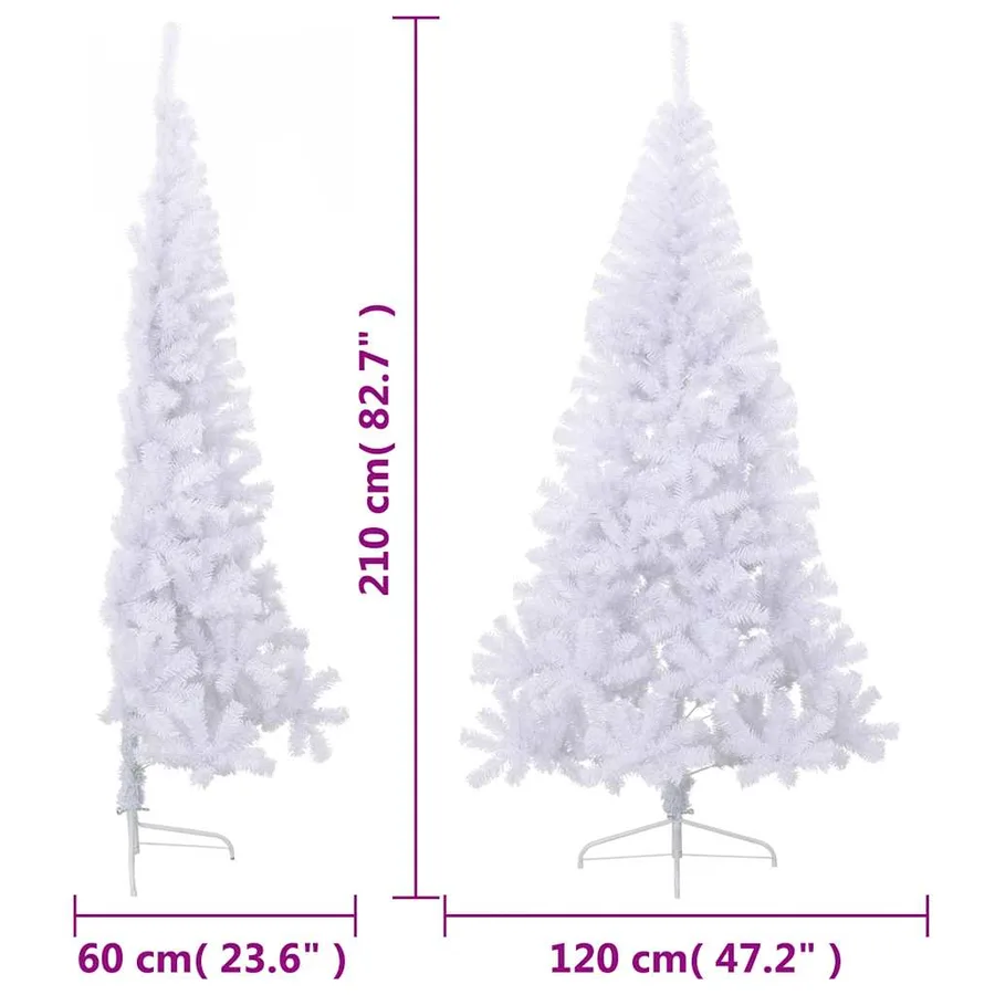 Sapin de Noël artificiel moitié avec support blanc 210 cm PVC - 9