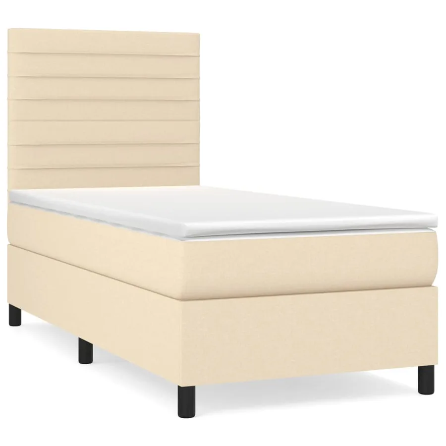 Sommier à lattes de lit avec matelas Crème 100x200 cm Tissu - 2