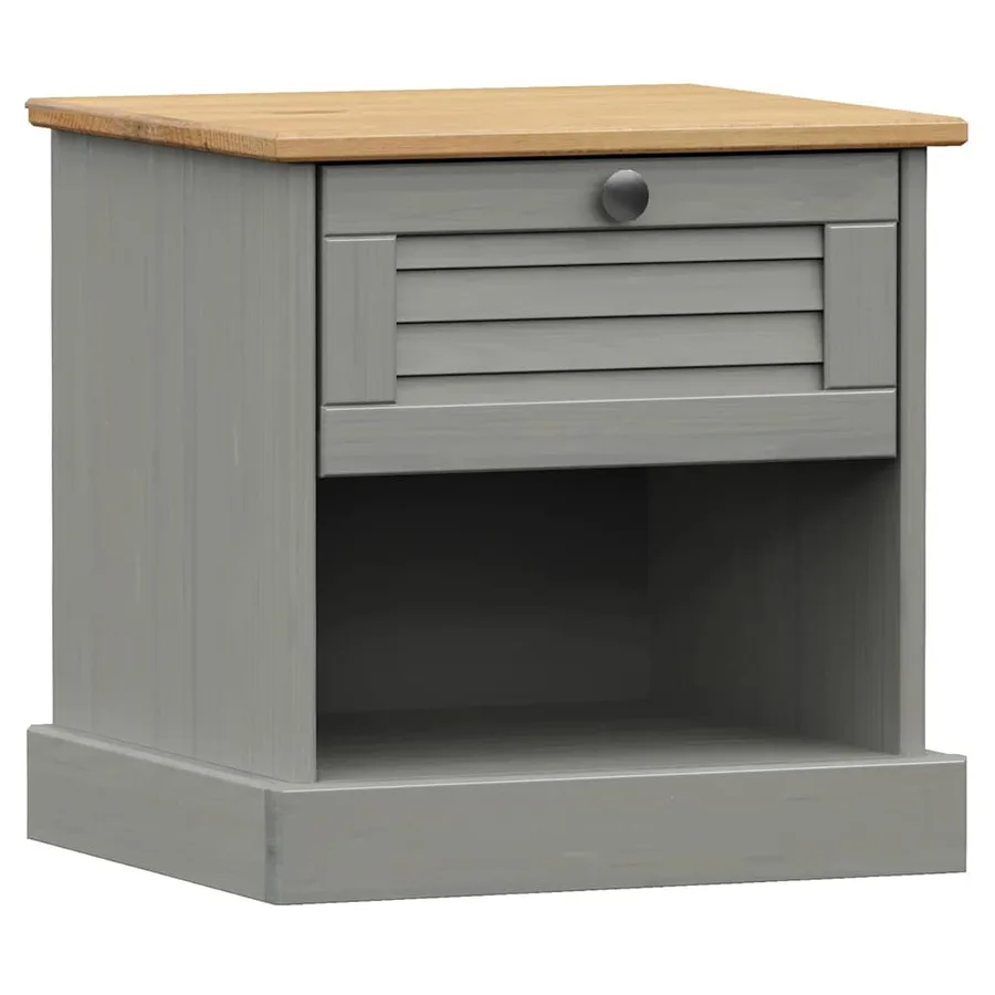 Table de chevet VIGO gris 42x35x40 cm bois de pin massif - 2