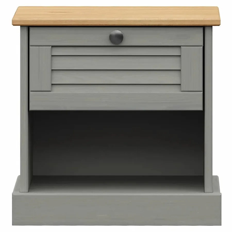 Table de chevet VIGO gris 42x35x40 cm bois de pin massif - 5