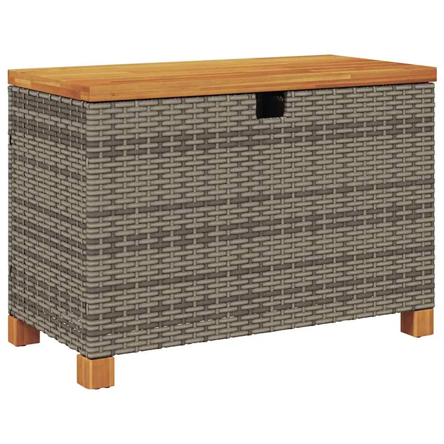 Boîte de rangement de jardin gris résine tressée bois d'acacia - 2
