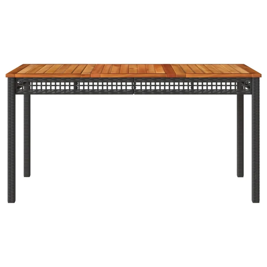 Table de jardin noir 140x80x75 cm résine tressée et bois acacia - 4