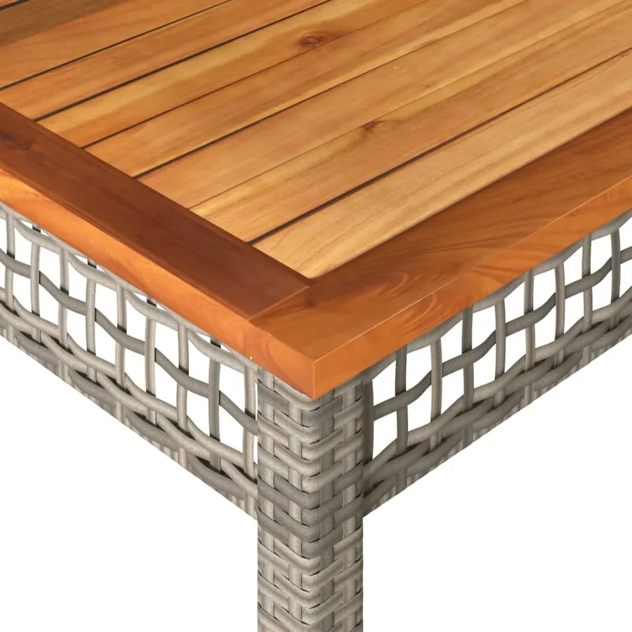 Table de jardin gris 80x80x74 cm résine tressée et bois acacia - 7