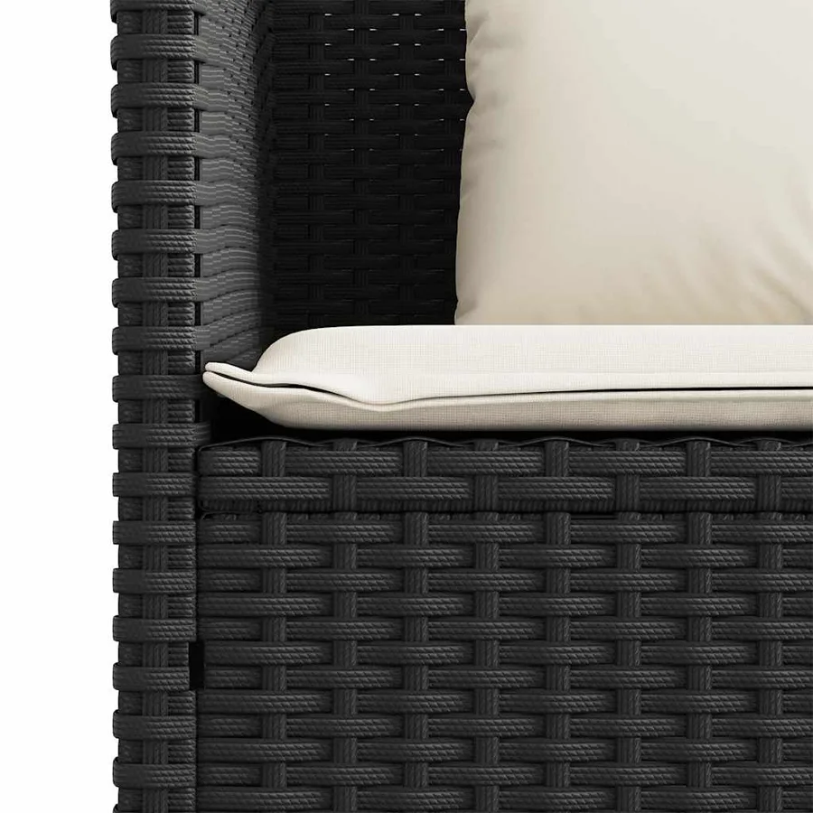 Banc de jardin avec coussins noir résine tressée - 10