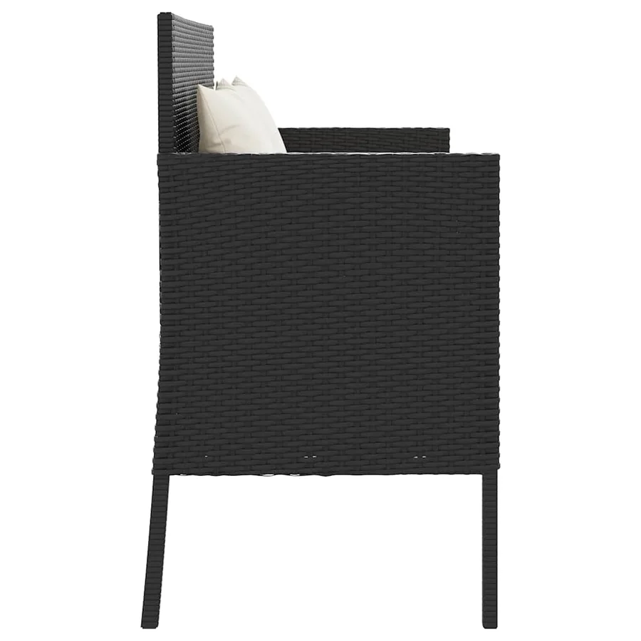 Banc de jardin avec coussins noir résine tressée - 5