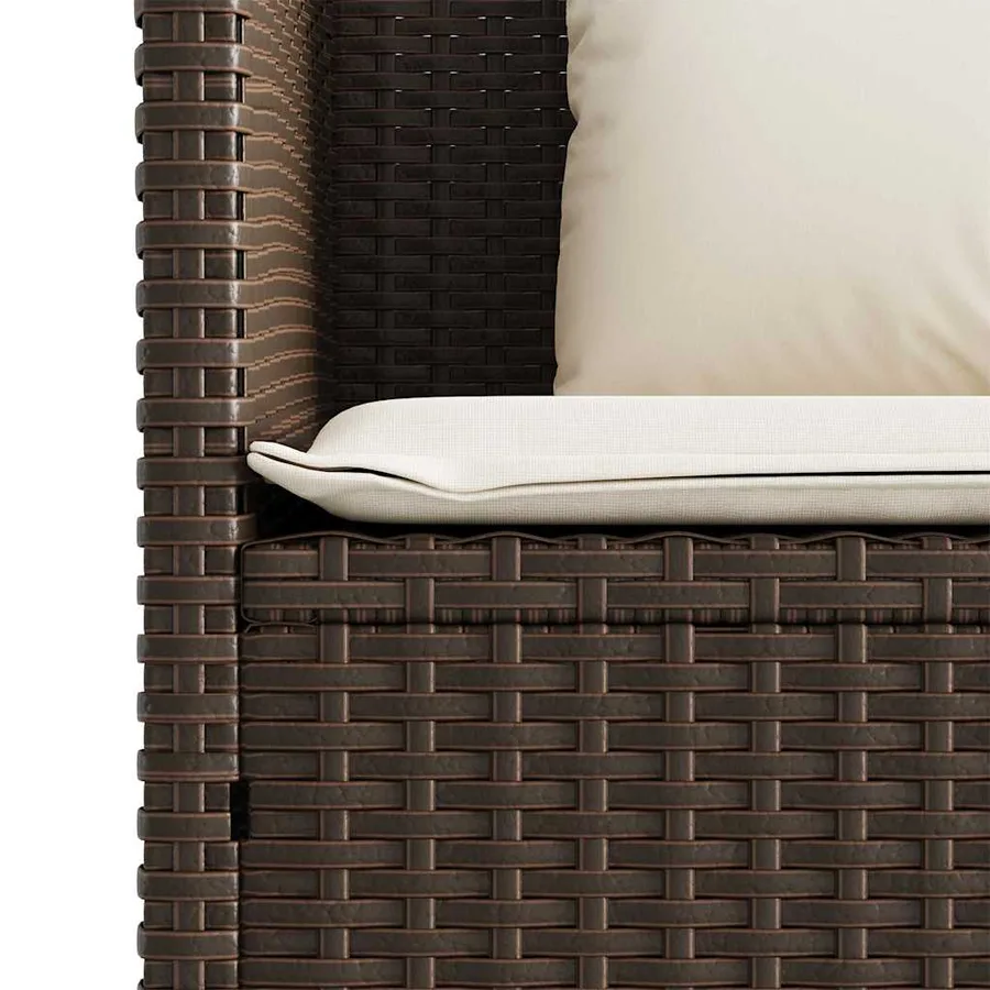 Banc de jardin avec coussins marron résine tressée - 10
