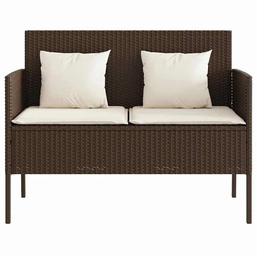 Banc de jardin avec coussins marron résine tressée - 4