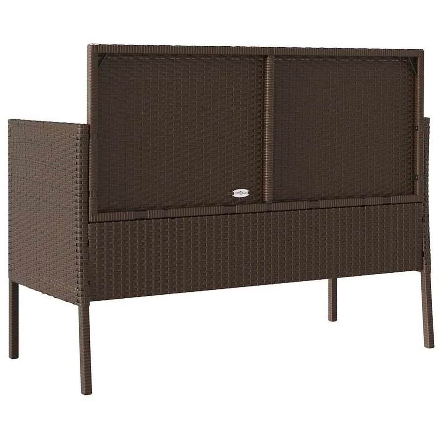 Banc de jardin avec coussins marron résine tressée - 6