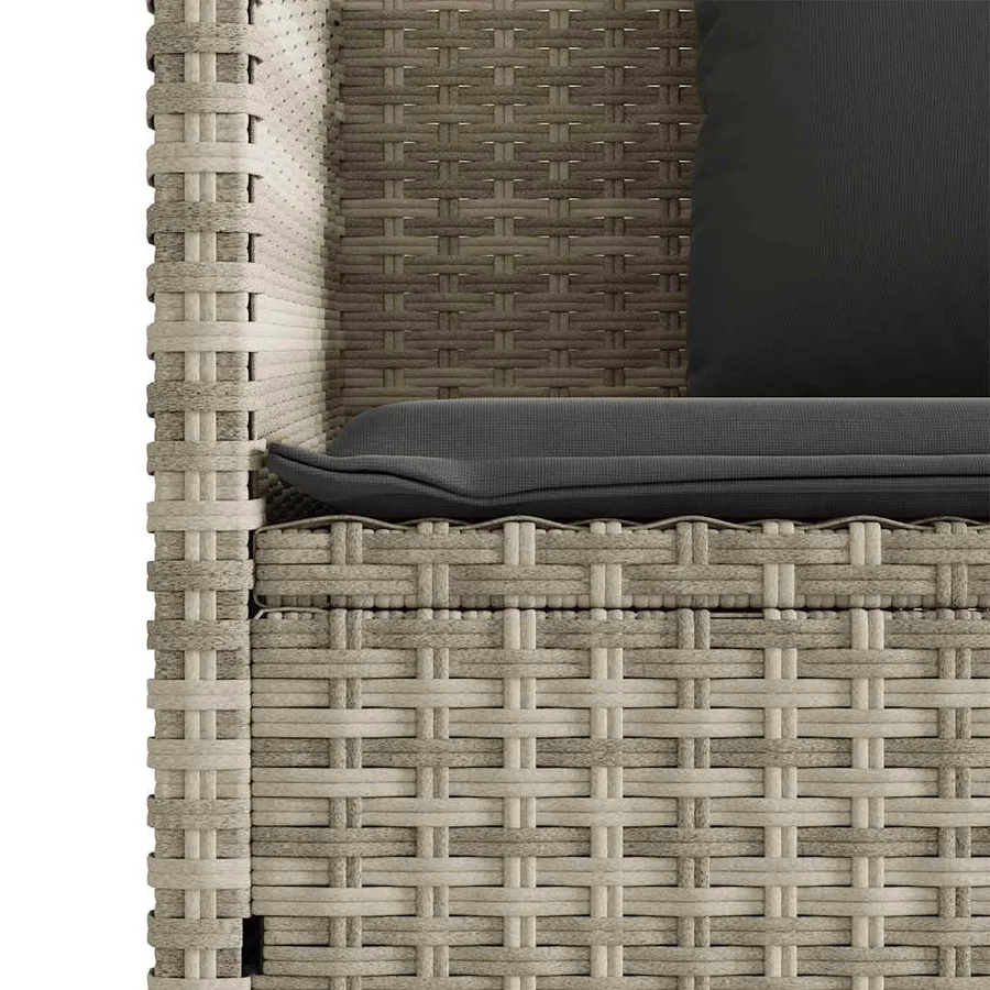 Banc de jardin avec coussins gris clair résine tressée - 10