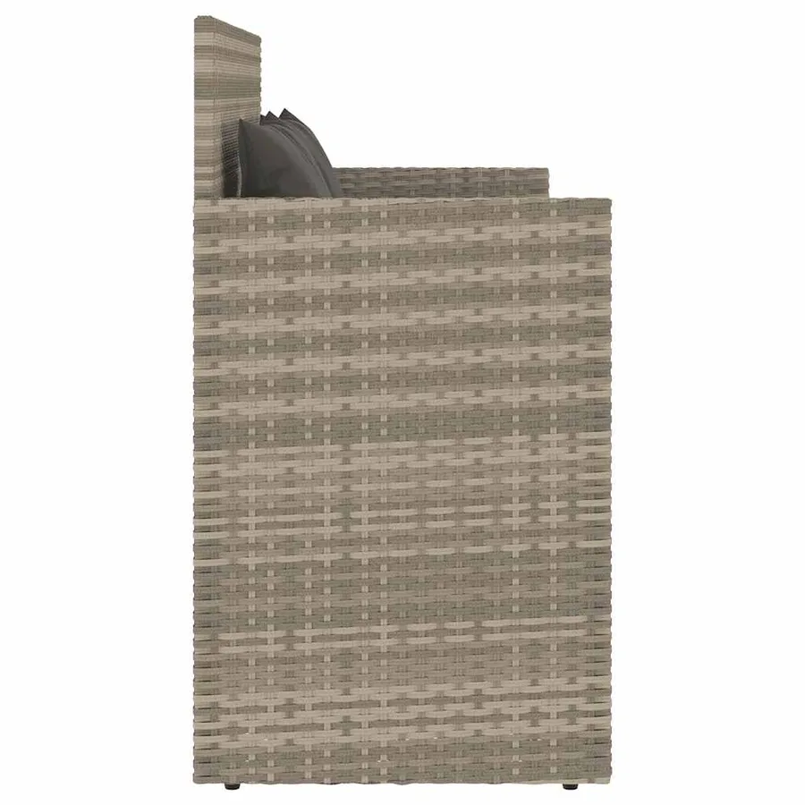 Banc de jardin avec coussins gris clair résine tressée - 5