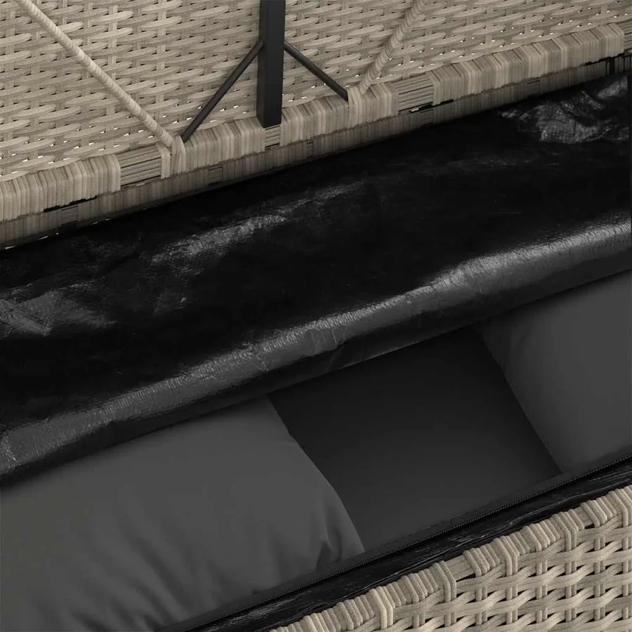 Banc de jardin avec coussins gris clair résine tressée - 9