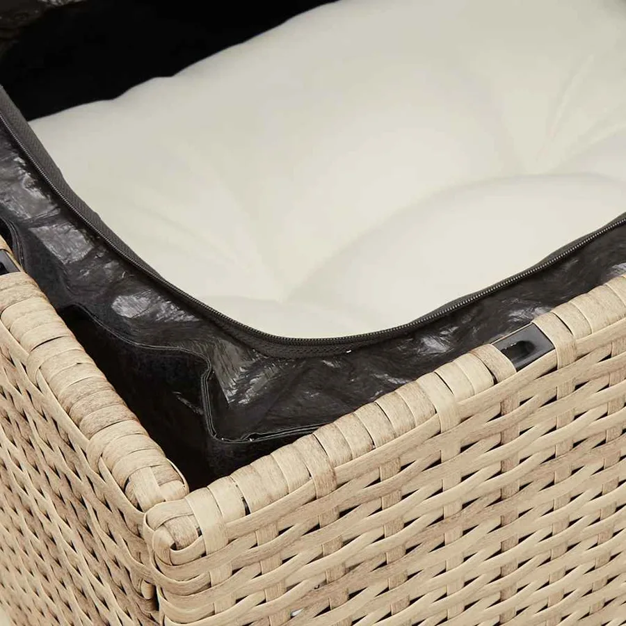 Canapé de jardin avec coussins 3 places beige résine tressée - 9