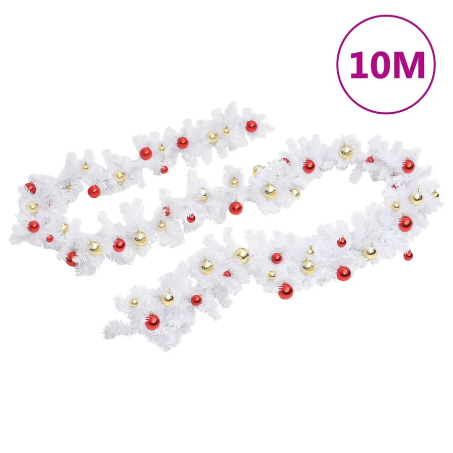 Guirlande de Noël décorée avec boules Blanc 10 m - 2