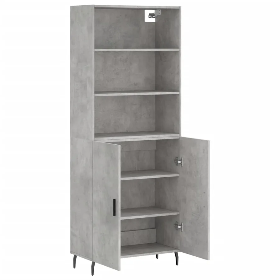 Buffet haut Gris béton 69,5x34x180 cm Bois d'ingénierie - 4