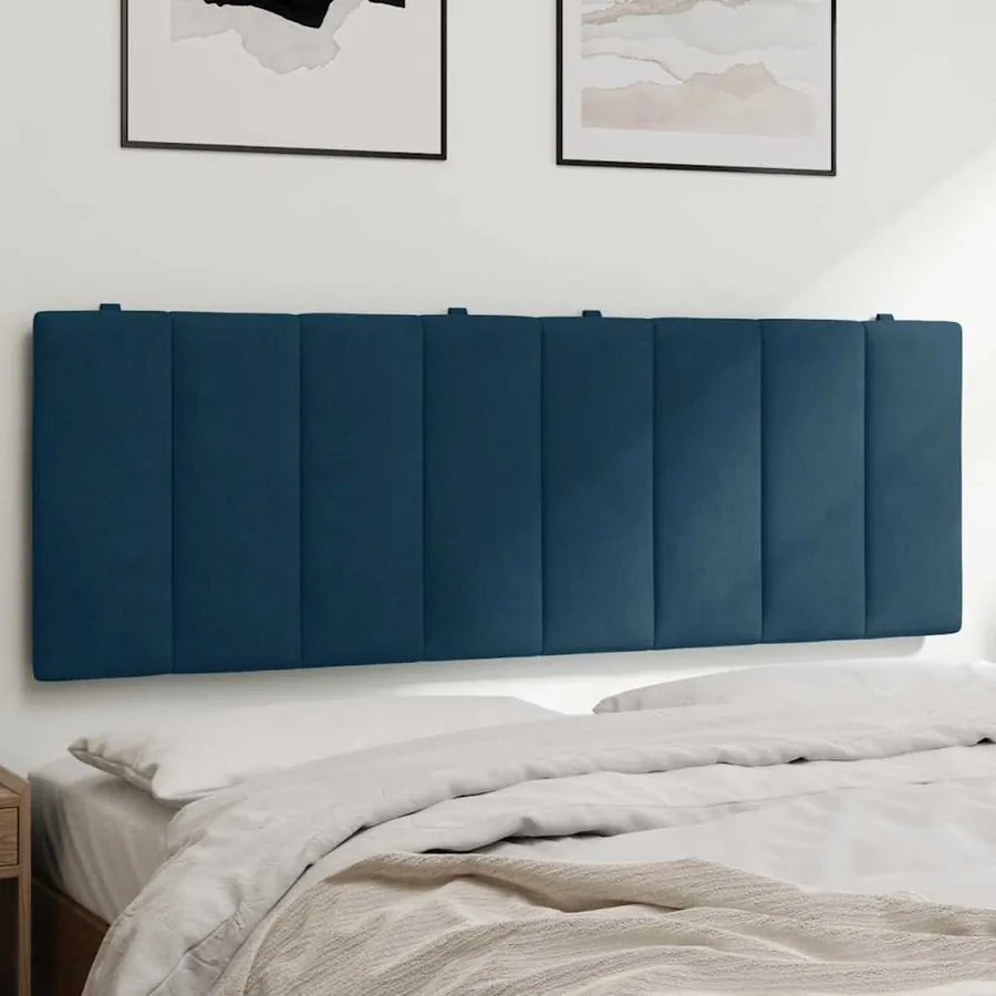 Coussin de tête de lit Hanko bleu 120 cm velours