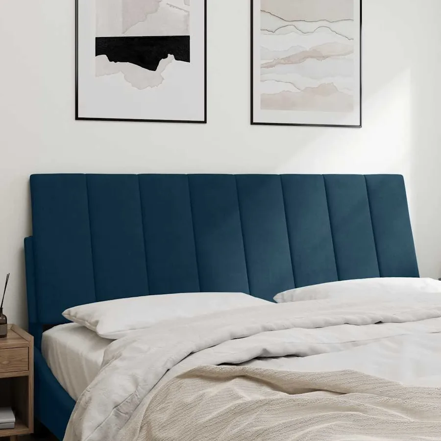 Coussin de tête de lit Hanko bleu 120 cm velours - 3
