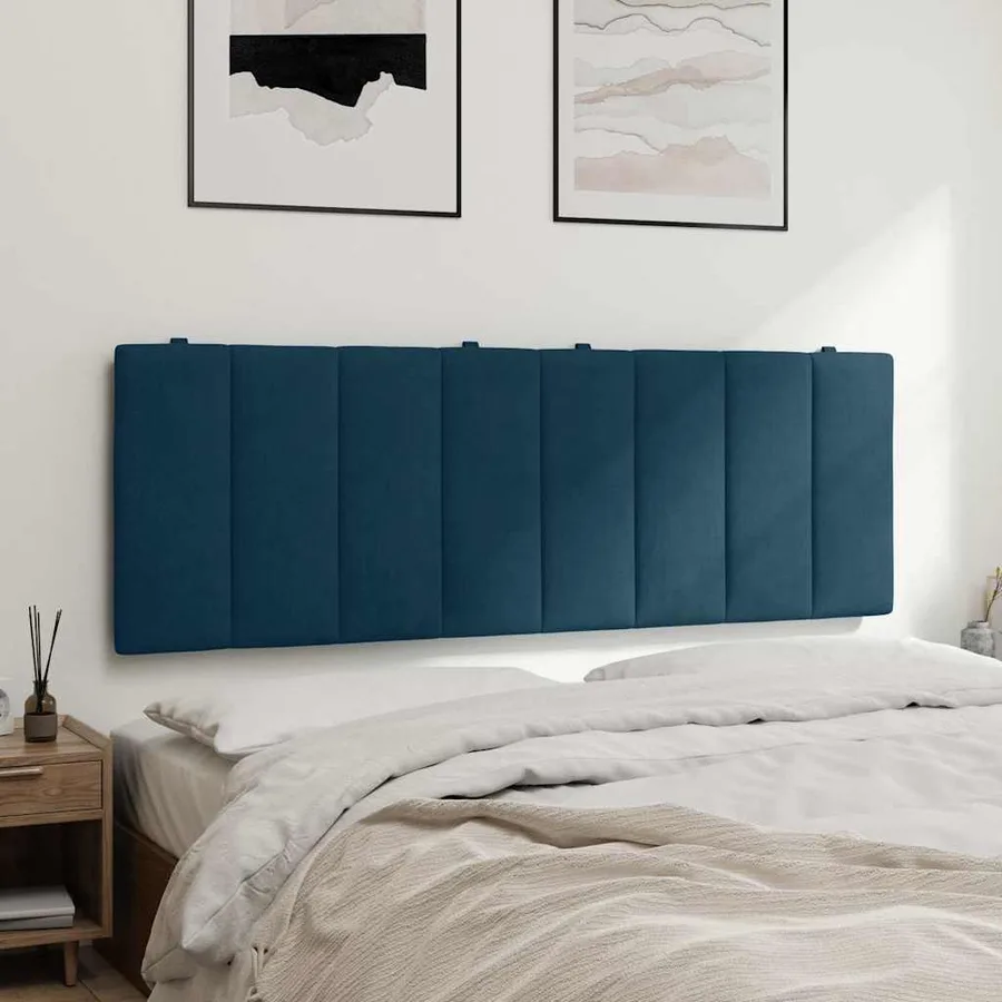 Coussin de tête de lit Hanko bleu 120 cm velours - 4