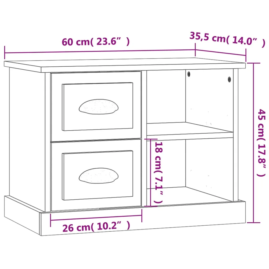 Table de chevet gris béton 60x35,5x45 cm - 10