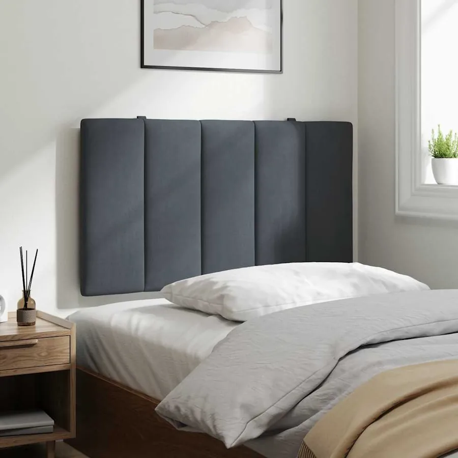 Coussin de tête de lit Hanko gris foncé 90 cm velours - 4