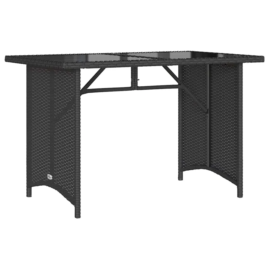 Table de jardin avec dessus en verre noir 110x68x70 poly rotin - 2