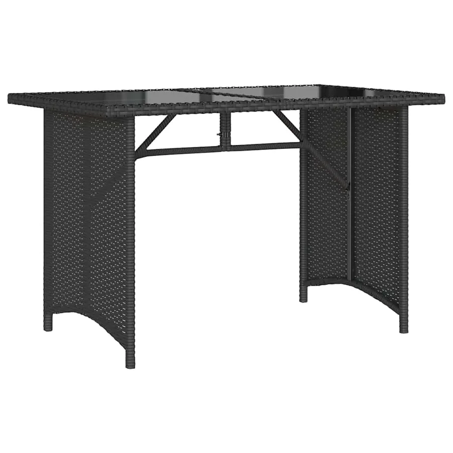 Table de jardin avec dessus en verre noir 110x68x70 poly rotin - 6
