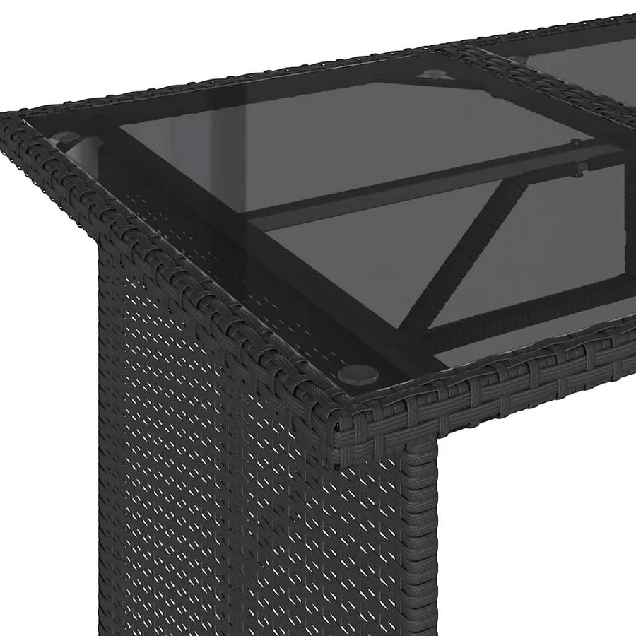 Table de jardin avec dessus en verre noir 110x68x70 poly rotin - 8
