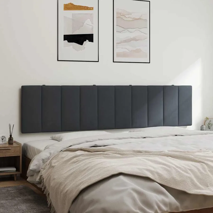 Coussin de tête de lit Hanko gris foncé 200 cm velours - 4