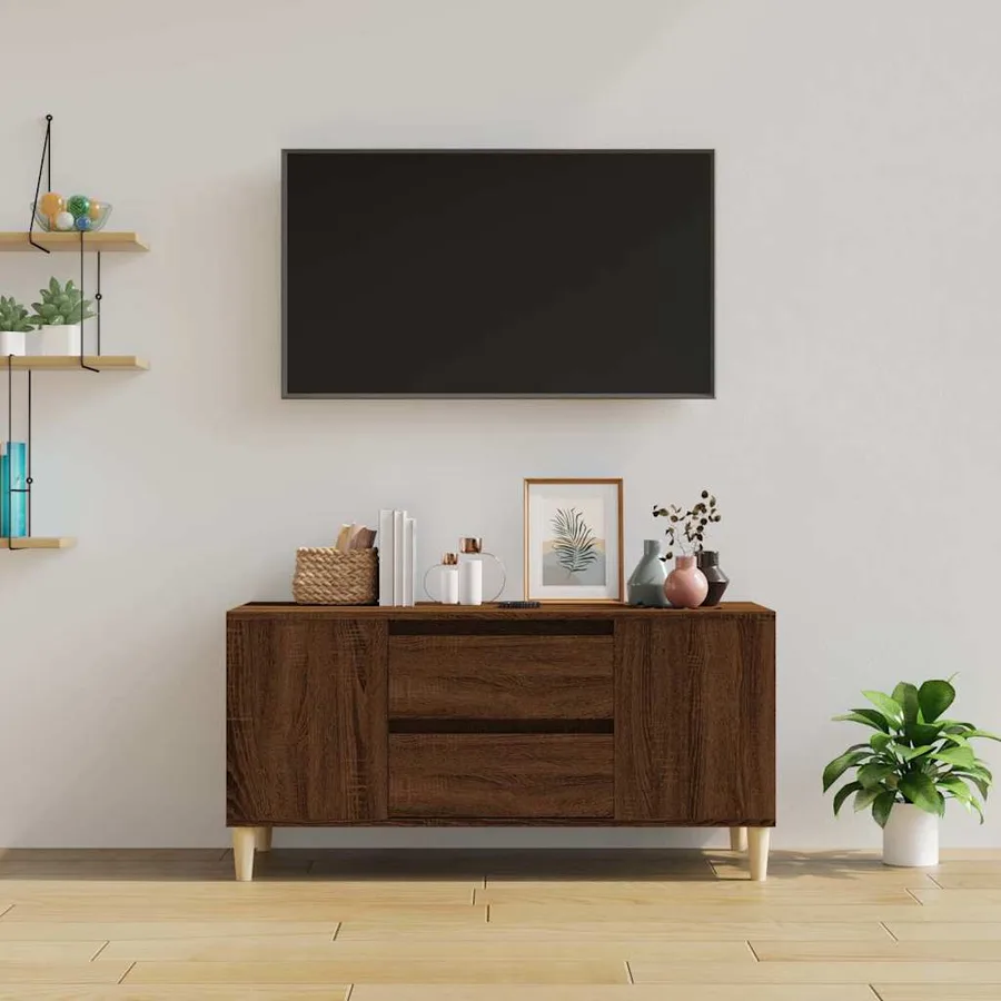 Meuble TV Chêne marron 102x44,5x50 cm Bois d'ingénierie - 3
