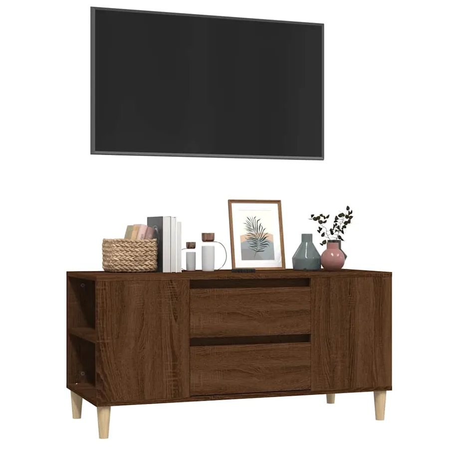 Meuble TV Chêne marron 102x44,5x50 cm Bois d'ingénierie - 4