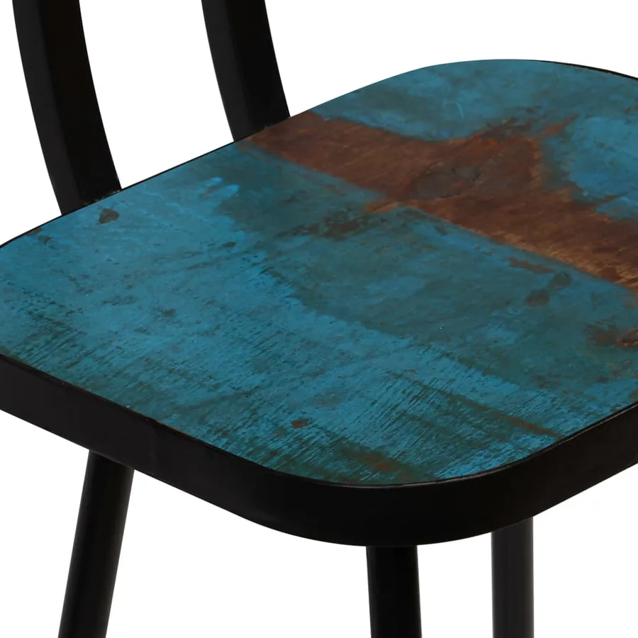 Tabourets de bar lot de 4 bois massif de récupération - 5
