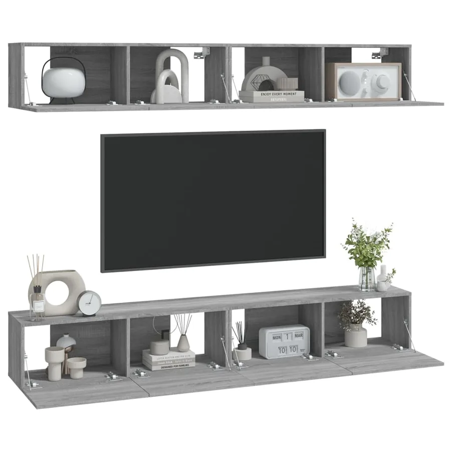 Meubles TV muraux 4 pcs sonoma gris 100x30x30 cm - 3