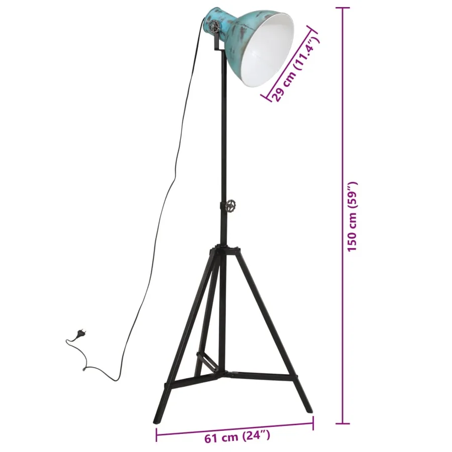 Lampadaire 25 W bleu délavé 61x61x90/150 cm E27 - 11