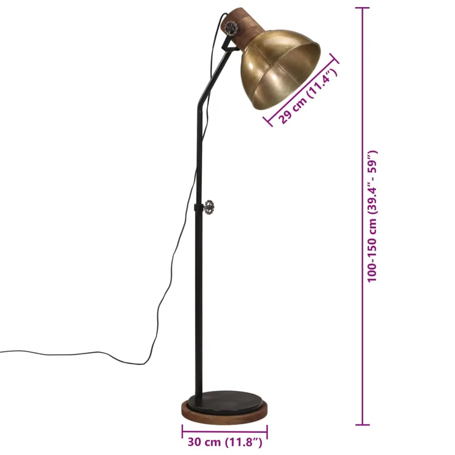 Lampadaire 25 W laiton antique 30x30x100-150 cm E27 - 11