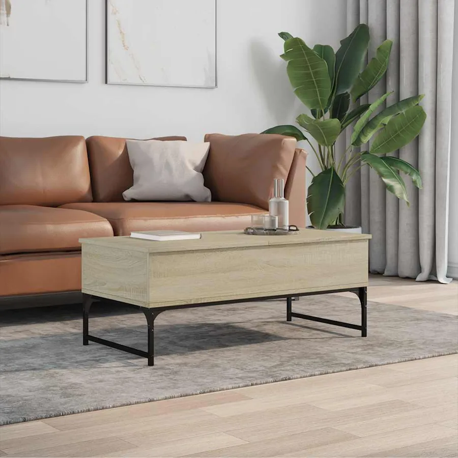 Table basse chêne sonoma 100x50x40cm bois d'ingénierie et métal - 3