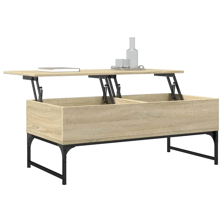 Table basse chêne sonoma 100x50x40cm bois d'ingénierie et métal - 4
