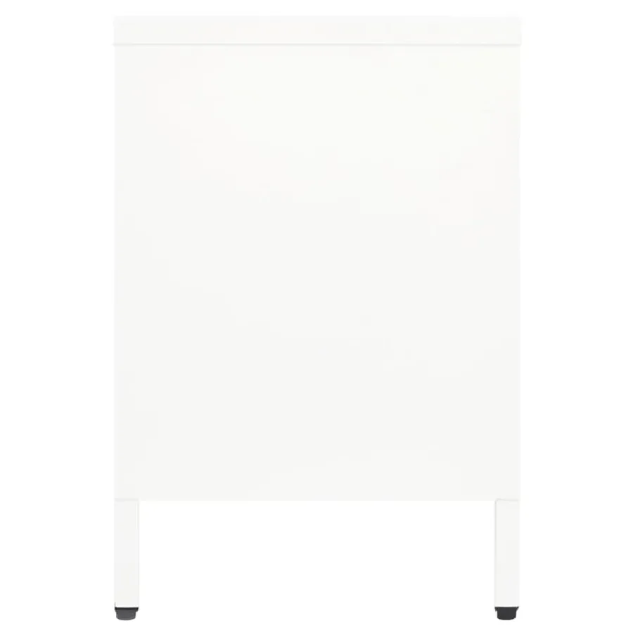 Meuble TV Blanc 105x35x52 cm Acier et verre - 4